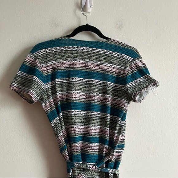 Pact Sz M Polka Dots Colorful Strip Wrap Organic Cotton Dress - Picture 8 of 9